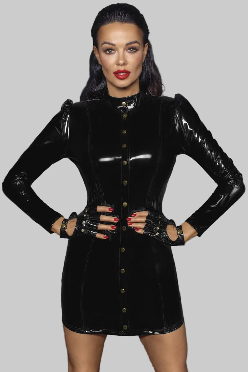 black PVC Minidress F246 - 3XL-0