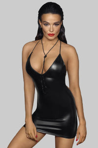black Wetlook Mini Dress F252 - 3XL-0
