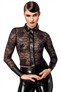 F377 Noirelle Lace Button-up Shirt - 3XL-2